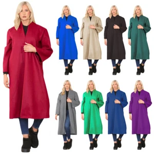 Damas Cárdigan Abierto Frontal Italiano Eileen Fisher Lana Suéter Largo Hilo Talla UK - Imagen 1 de 12