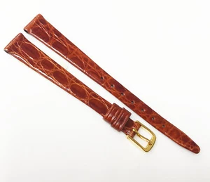 Med de cuero de cocodrilo genuino Time Fashions. Banda de reloj con hebilla dorada de 11 mm en tono marrón - Imagen 1 de 4