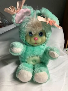 Cute Vintage 1990 Mattel Magic Nursery Bunny Green Plush - 11" Tall - Picture 1 of 8