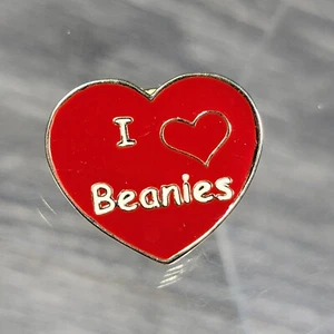 VTG 1998 I Love Beanies Enamel Pin Button Hat Lapel Tie Vest Heart Beanie Babies - Picture 1 of 8