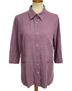 Coldwater Creek Women's 100% linen Collared Button Up blazer Size M - Picture 1 of 7