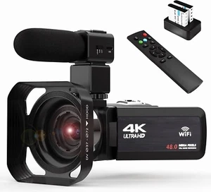 Cámara de video 4K videocámara 48MP Ultra HD Cámara de video Wifi Vlogging  - Imagen 1 de 7