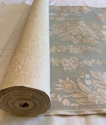 Antique 1930s Wallpaper Floral Embossed Made in USA Nia Tek Open Roll  29.5" W - Image 1 of 4