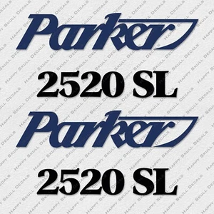 PARKER BOAT 2520 SL BLUE LOGO DECALS STICKERS 9" x 4.1" 2pcs. - Picture 1 of 3