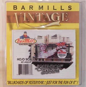 Bar Mills HO/O Gauge; billboard sign, "CHEVRON GASOLINE", laser-cut wood kit! - Picture 1 of 2