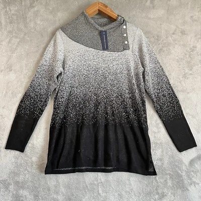 Suéter Adrienne Vittadini Para Mujer L Suelto Cuello Alto Negro Plateado Metálico Nuevo Con Etiquetas Foto 1 de 4