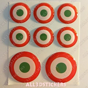 8 x Roundel Cockade Italy Italian 3D Stickers Resin Domed Adhesive Air Force - Bild 1 von 2