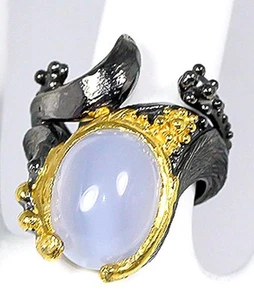 Ring Size 6.75 Natural Chalcedony Handmade Jewelry 0.925 Silver - Picture 1 of 3