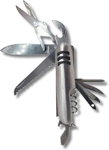10 in 1 Pocket Knife, Stainless Steel Finish, - Picture 1 of 3