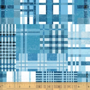 ACROSS THE USA Asymmetrical Plaid Windham  Cotton Quilt Fabric 52207 5 Blue - Picture 1 of 1