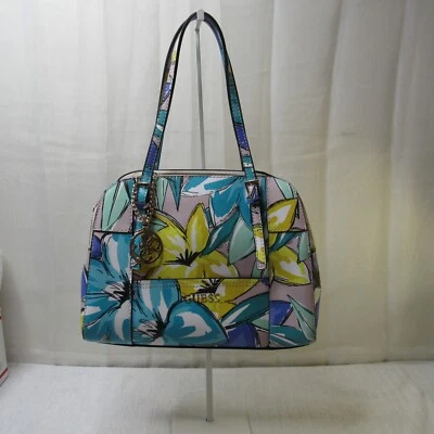Guess Purse Shoulder Bag Huntley Cali Periwinkle Blue Tropical Floral Flowers - Image 1 of 4