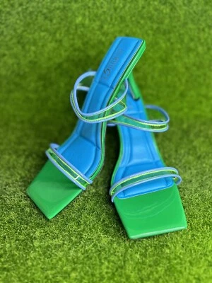 Зеленый синий слайд в квадратный носок каблуках размер 11 - Изображение 1 из 4