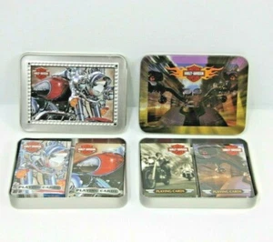 Harley Davidson Motorcycles Playing Cards in TWO Tins FOUR decks, 2 unopened. - Picture 1 of 12