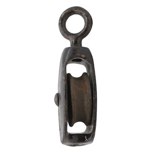 Antique Single Wheel Black Cast Iron Pulley - Picture 1 of 3