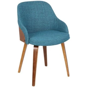 Lumisource Dining Chair 21.25"x20.5"x31.25"BacciTeal Fabric w/Walnut Wood Indoor - Picture 1 of 7