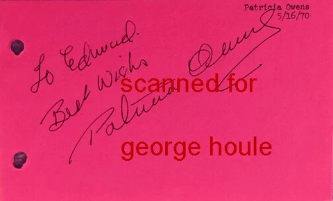 PATRICIA OWENS - SIGNED - THE FLY - VINCENT PRICE - MARLON BRANDO - SAYONARA Cover