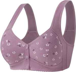 Front Closure Bras for Middle Elderly Women Cotton Comfy Bra Vest Mom Underwear - Picture 1 of 6