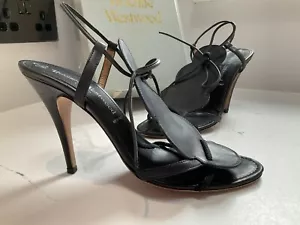 Vivienne Westwood Schwarz Leder Riemchen Heels Sandalen Größe EU 39 UK 5 Designer - Bild 1 von 15