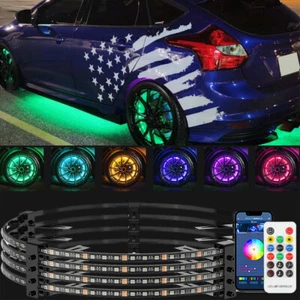 4x 15.5" RGB LED Anillos de Rueda Juego de Luces de Llanta Música de Neón para Ford Focus Fiesta ST - Imagen 1 de 9