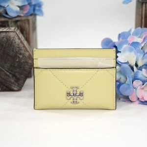 Tory Burch Pear Green Leather Kira Quilted Logo Card Case Mini Wallet NWT - Picture 1 of 9