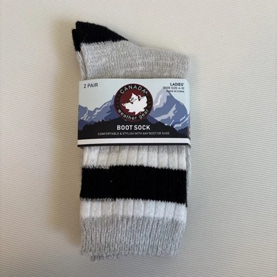 Calcetín para mujer Canada Weather Gear Boot negro/gris 4-10 - 1 par solamente - precio de venta sugerido por el fabricante 38 USD Foto 1 de 4