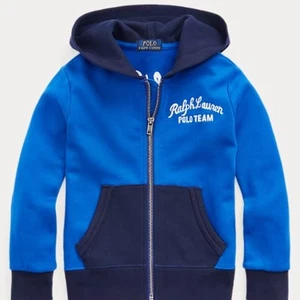 Ralph Lauren Boys Polo Team Fleece Zip-Up Hoodie Size 5 Blue/Navy EUC - Picture 1 of 8