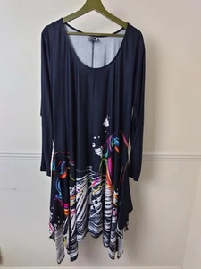 Sixteen 47 1647 Vestido Drapeado Elástico Jersey Estampado Arco Iris Talla 2 UK 20-22-24 - Imagen 1 de 16