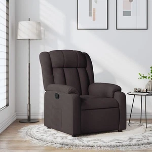 vidaXL Sillón reclinable de tela marrón oscuro - Imagen 1 de 10