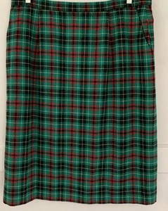 Pendleton Vtg Plaid Wool Skirt Size 18 Green/red/black Pencil Style 100% Wool - Picture 1 of 8