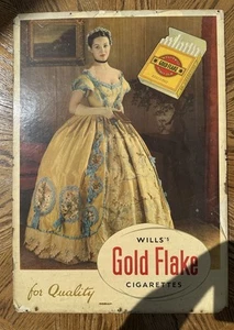 Vintage Original Wills Gold Flake Cigarettes Sign Cardboard Advertising Sign - Picture 1 of 7