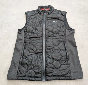 Puma Gilet Mens Medium Black Golf Quilted Vest Bodywarmer Puffer Padded Zip M - Picture 1 of 10