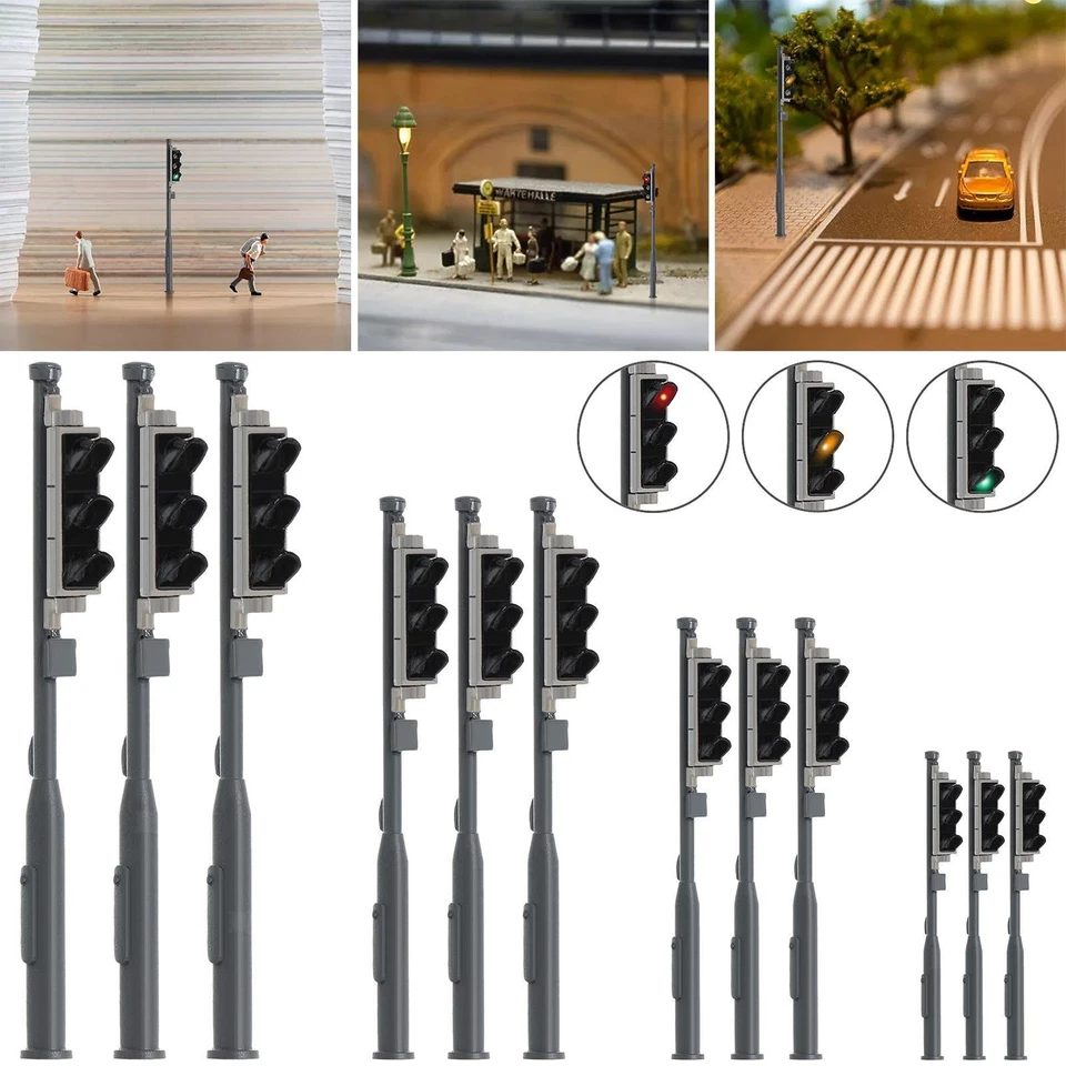 3PCS Miniatur LED Ampel Verkehrsampel Fußgängerampel Modell 1:87 1:72 1:43 - Bild 1 von 1