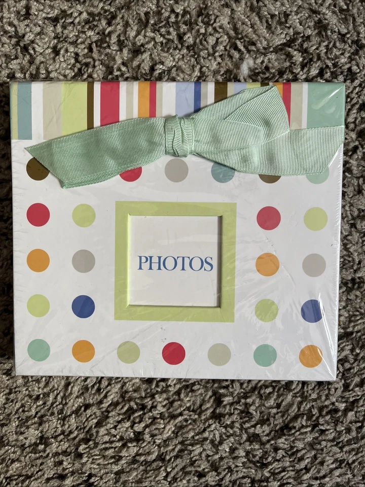 CR Gibson Deluxe Photo Book, Dots and Stripes 6.75 in x 7.5 in Baby Photo Album - Image 1 of 4