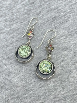 Винтажные серьги-крючки с надписью Patricia Locke '05 серебристые кристаллы Swarovski - Изображение 1 из 4