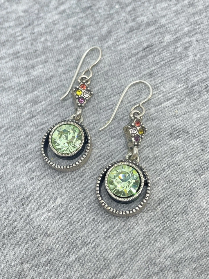 Pendientes de gancho colgantes de cristales de Swarovski tono plata 05 firmados por Patricia Locke de colección Foto 1 de 4