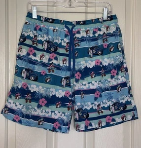 Buc-ee's Youth Swim Trunks Surfing Floral Teal Green • Size Medium• Back Pocket - Picture 1 of 3