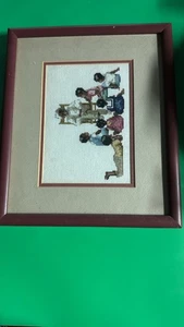 Gerahmter Kreuzstich Afroamerikanische Familie Oma Kinder Volkskunst 16x13 Zoll - Bild 1 von 9
