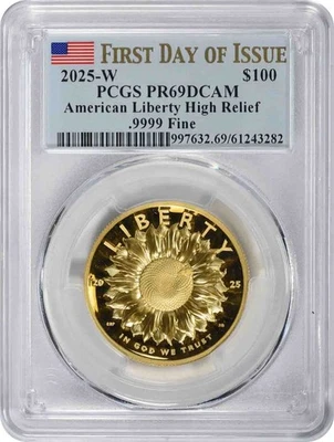 2025-W $100 American Liberty High Relief Gold PR69DCAM First Day of Issue PCGS - Image 1 of 2