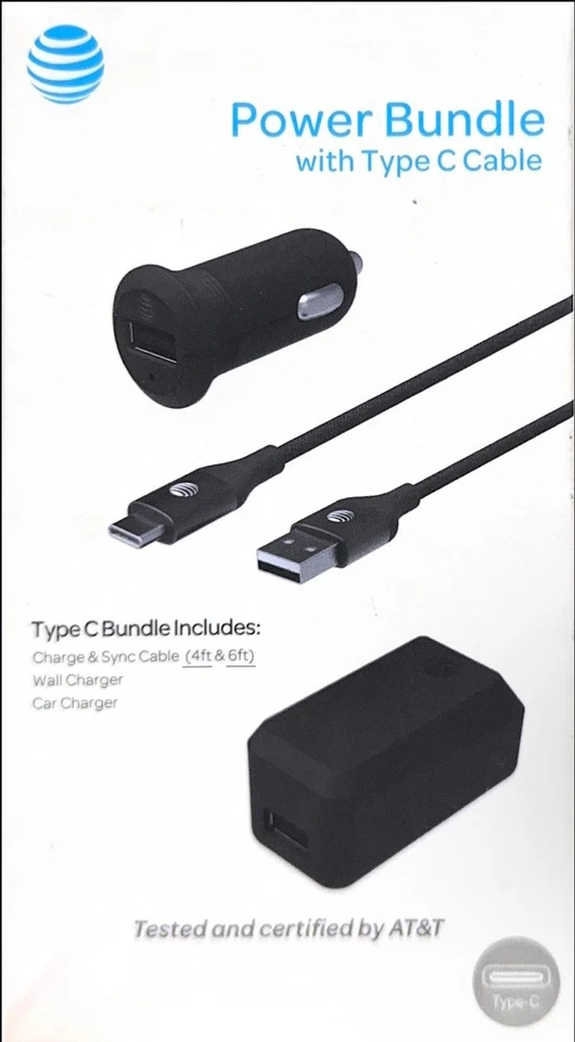 Paquete de alimentación AT&T pared/CLA/trenzado tipo C Foto 1 de 3