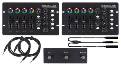 DMX Controller 16 Kanäle LED Bühnenlicht Licht DJ 2x Set Fuß Fernbedienung Kabel - Bild 1 von 4