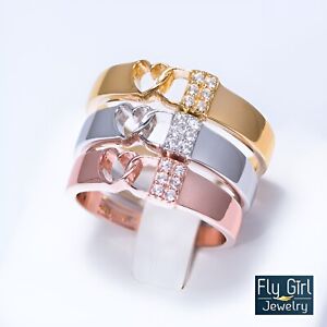 Couple ring silver gold plated cz