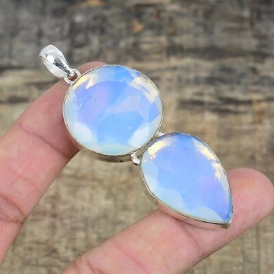 Color Latte Opale Gemma Fatto a Mano 925 Argento Sterling Ciondolo Gioielli Per - Immagine 1 di 4