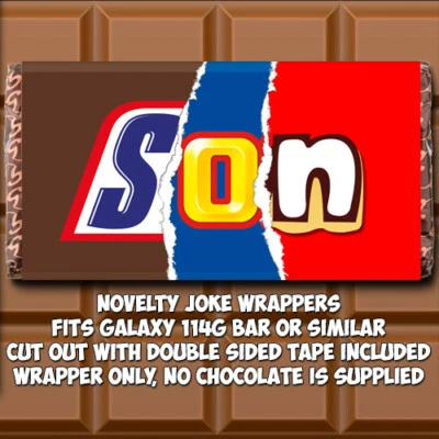 Son Chocolate Bar Wrapper Novelty Joke Funny Birthday Gift Idea (WRAPPER ONLY)