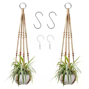 2 Pcs Plant Hangers Hanging Plant Holder for Indoor Outdoor Decor Macrame Hangin - Picture 1 of 7