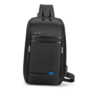 Backpack Shoulder Crossbody Chest Bag for Men with USB 9.7 Inch Black-6307 - Picture 1 of 7