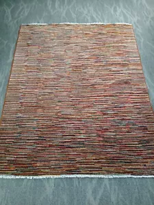 Artisan-crafted Colorful Striped Gabbeh Rug Wool Handmade Bedroom Carpet 5x7 ft. - Picture 1 of 17