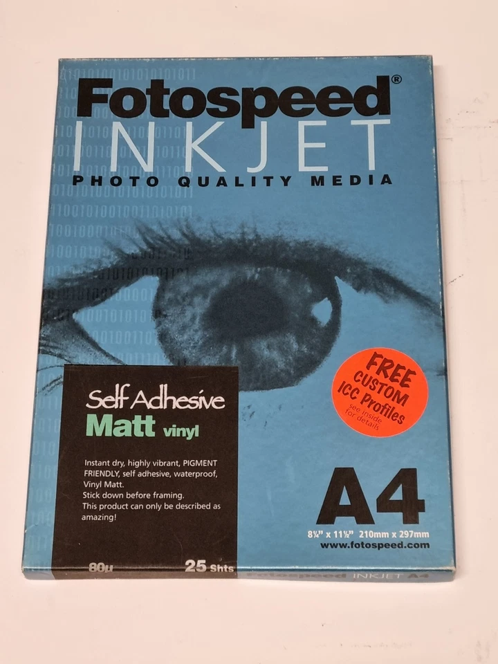 Fotospeed 7D231 - A4 - Self Adhesive Matt Vinyl 80u inkjet Paper - 25 Pack - Image 1 of 1
