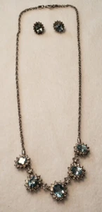 Halskette und Ohrring Set Sterlingsilber mit hellblauen und weißen Akzentsteinen - Bild 1 von 14