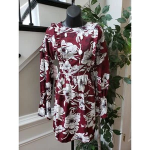 Love + Harmony Knee Length Mini Dress Womens Small Multi Floral Pleated Ruffle - Picture 1 of 15
