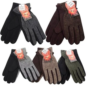 Men's Wool Herringbone Tweed Elastic Touch Screen Gloves Gents Luxury Fully warm - Picture 1 of 5